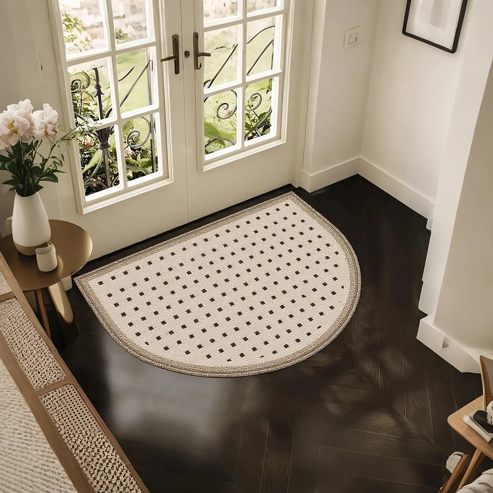 half round doormat in the entry