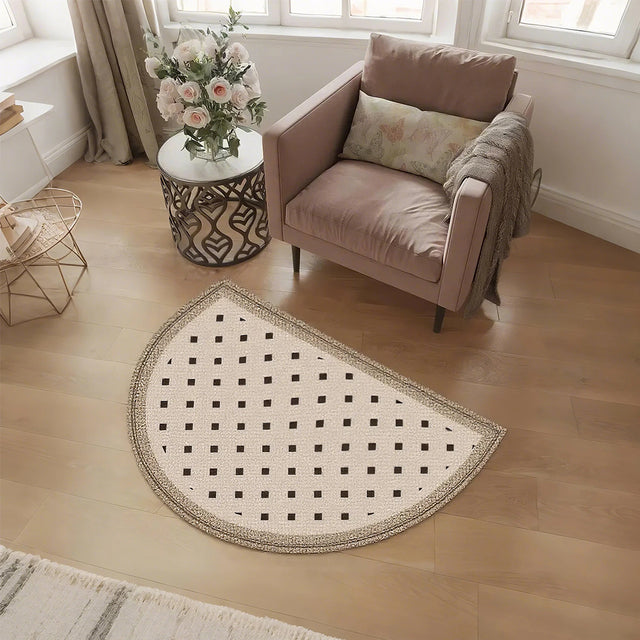 half round doormat on the floor