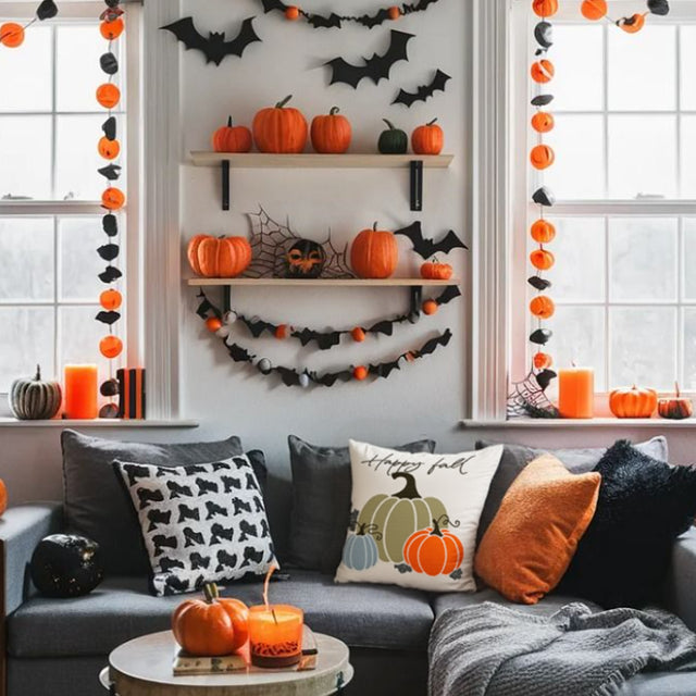 halloween hand-embroidered pumpkin pillowcase as holloween decor