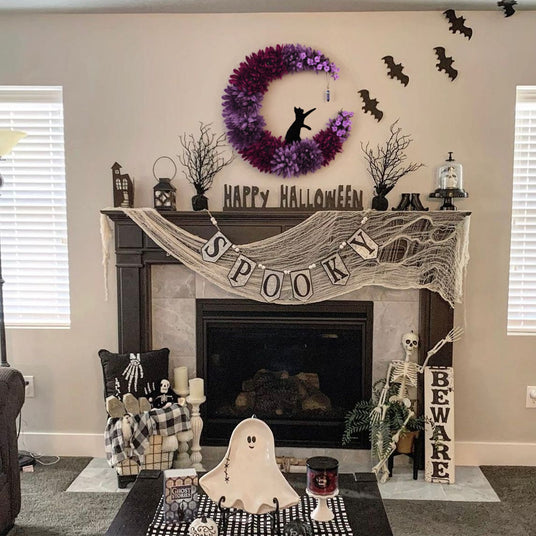 halloween kitten crescent wreath as holloween decor