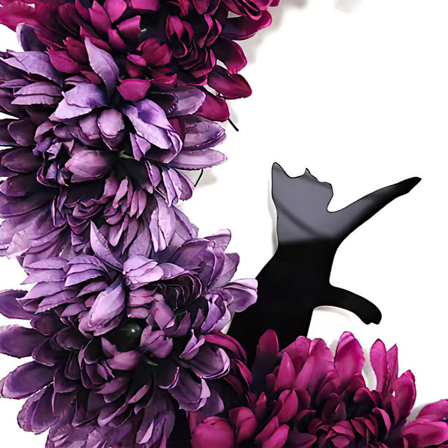 halloween kitten crescent wreath details