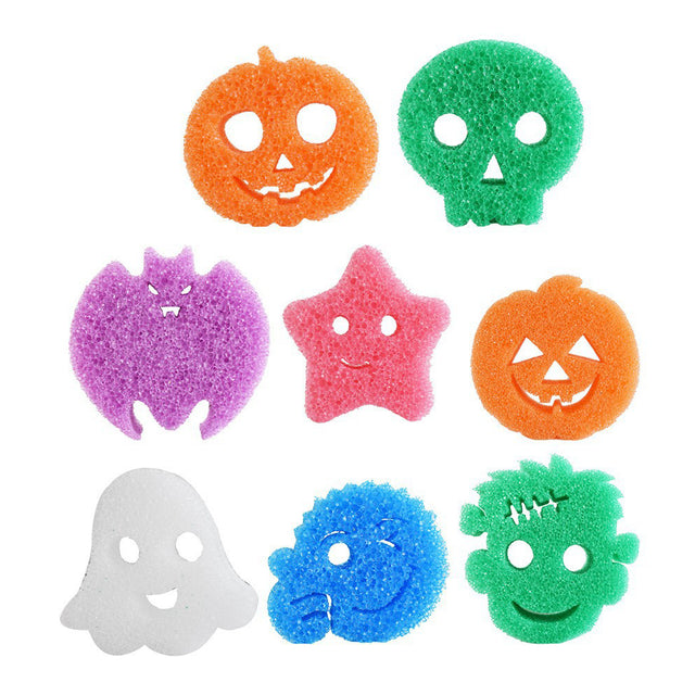 halloween series smiling scrubber sponge details