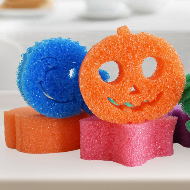 halloween series smiling scrubber sponge details