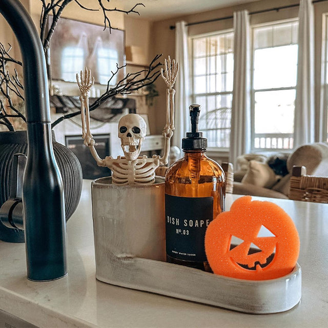 halloween series smiling scrubber sponge on the table