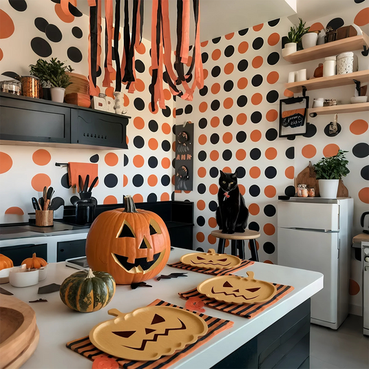 halloween wooden pumpkin shaped tray as halloween decor