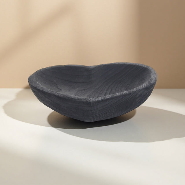handcrafted wooden black heart shaped decorative serving tray