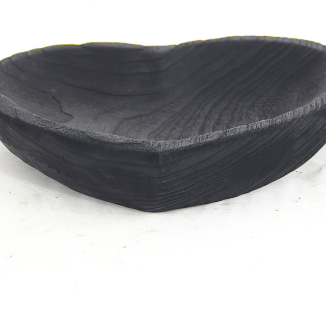 handcrafted wooden black heart shaped decorative serving tray details