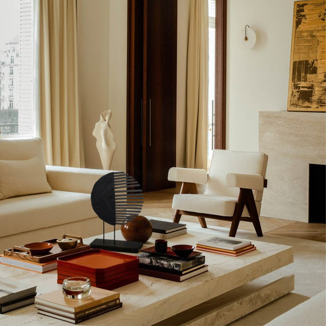 handcrafted wooden fan shaped decorative ornament in the living room