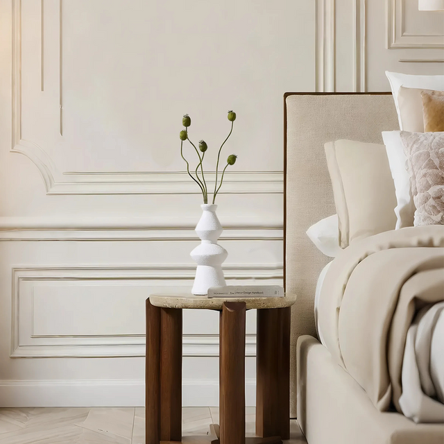 handmade vintage ceramic candle holder in the bedroom