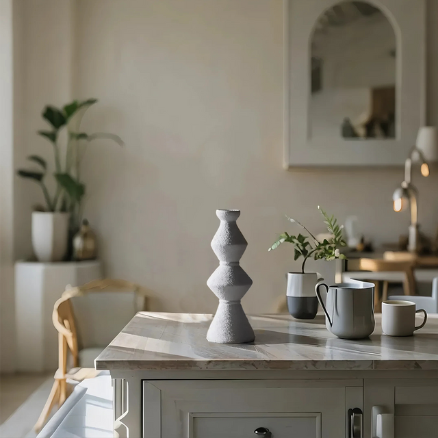 handmade vintage ceramic candle holder in the living room