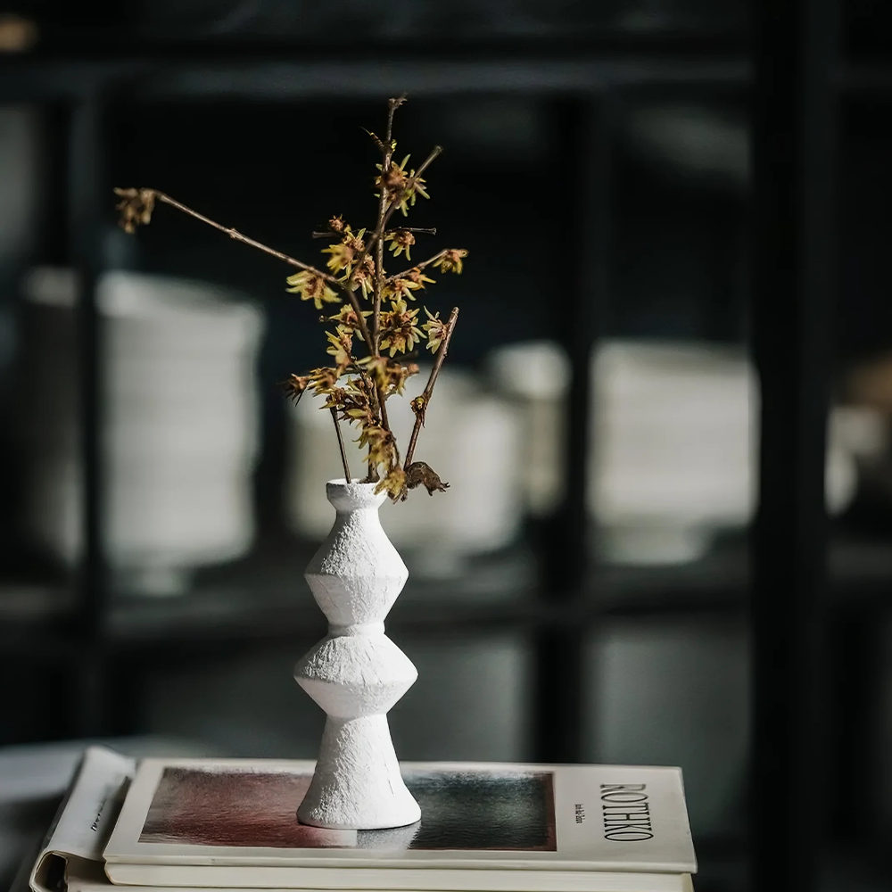 handmade vintage ceramic candle holder on the table