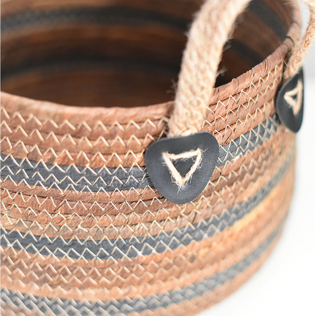 handwoven banana rope storage basket details 05301