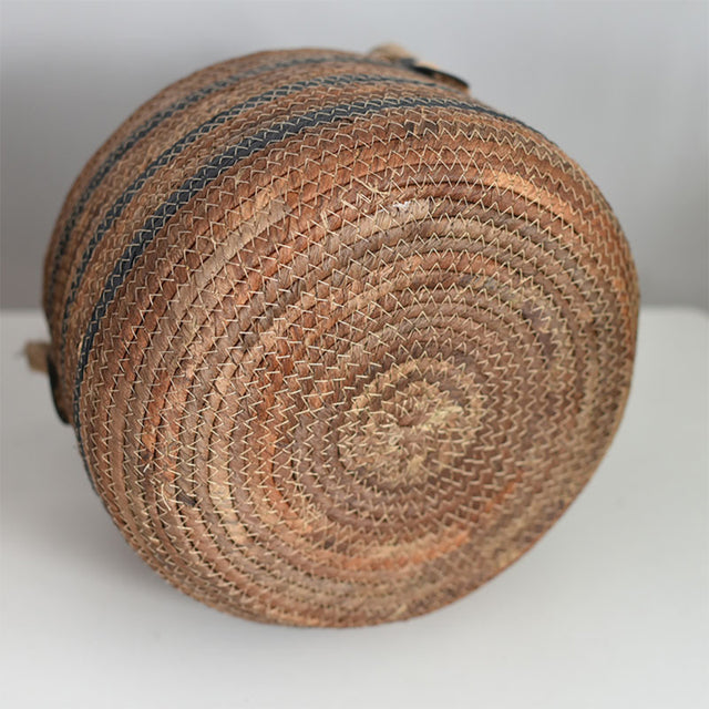 handwoven banana rope storage basket details