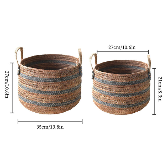 handwoven banana rope storage basket size chart