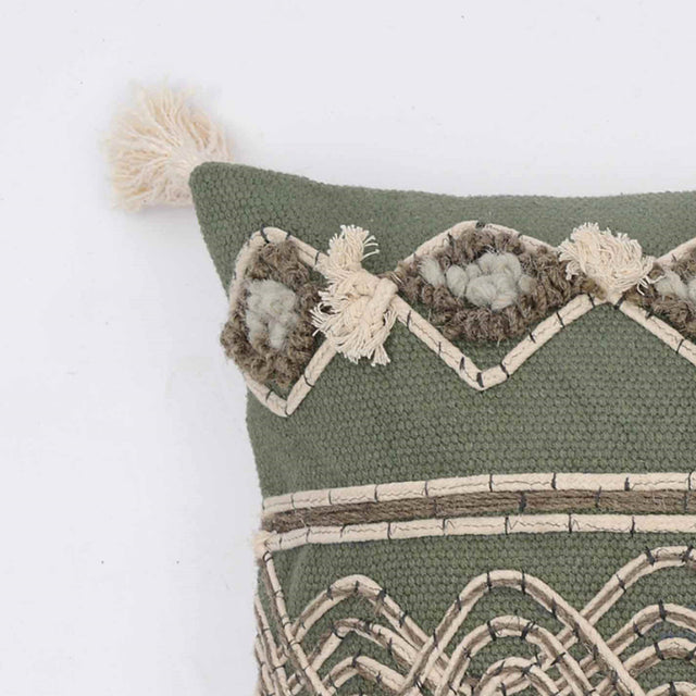 handwoven cotton-linen tassel throw pillow details 06061