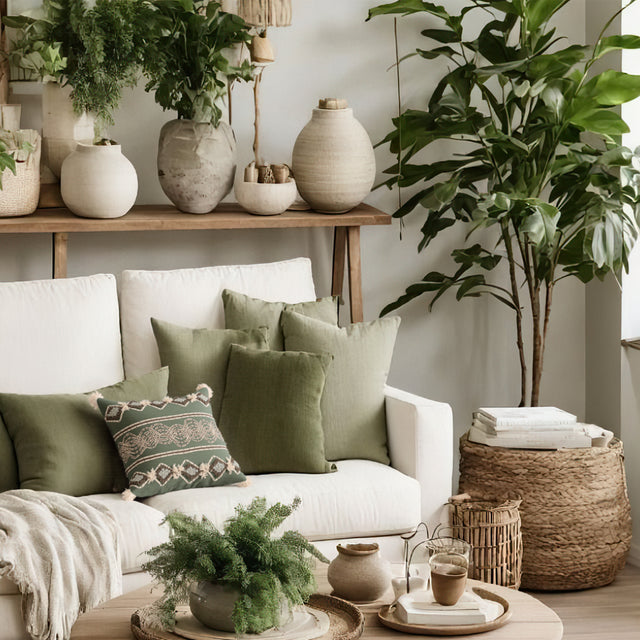 handwoven cotton-linen tassel throw pillow on the sofa 06063