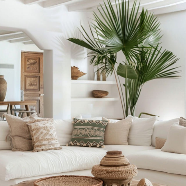 handwoven cotton-linen tassel throw pillow on the sofa 06064