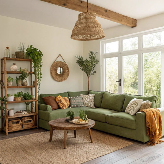 handwoven cotton-linen tassel throw pillow on the sofa