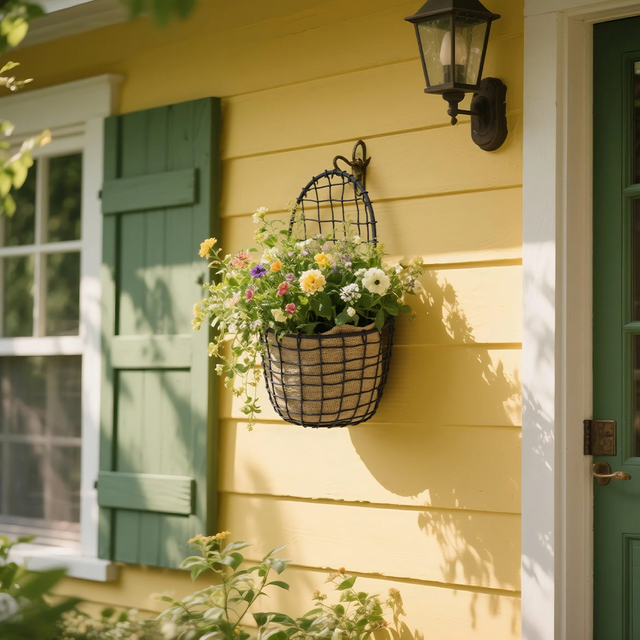 hanging basket wall mounted planter at the door