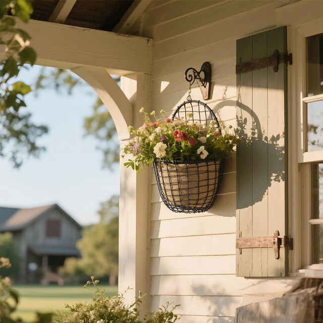 hanging basket wall mounted planter outside the house