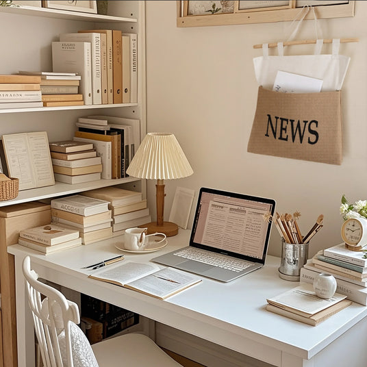 hanging storage organizer above the study desk