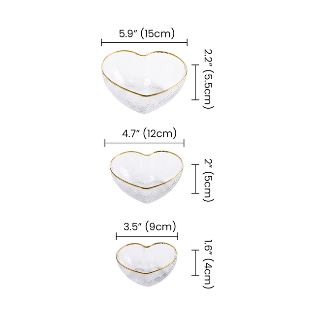 heart shaped glass bowls size chart