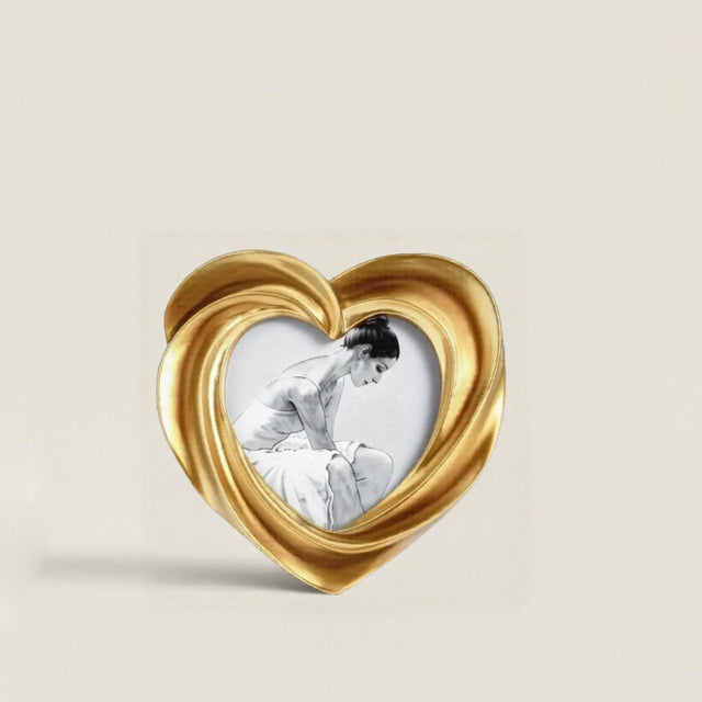 heart-shaped golden decorative picture frame
