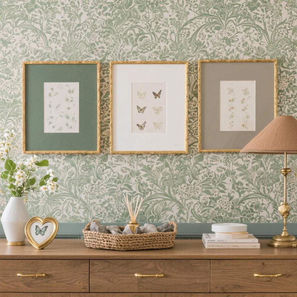 heart-shaped golden decorative picture frame in the living room