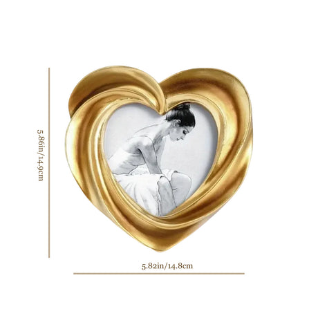 heart-shaped golden decorative picture frame size chart