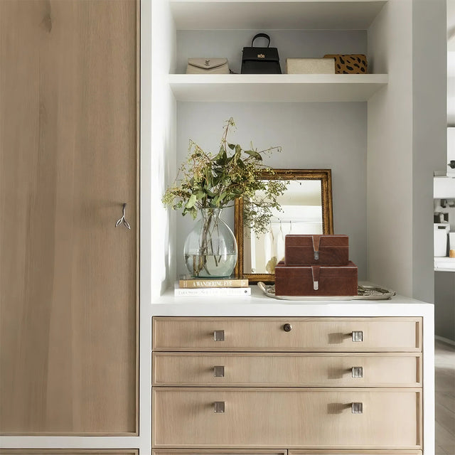 horsehair leather brown decorative storage box on the cabinet