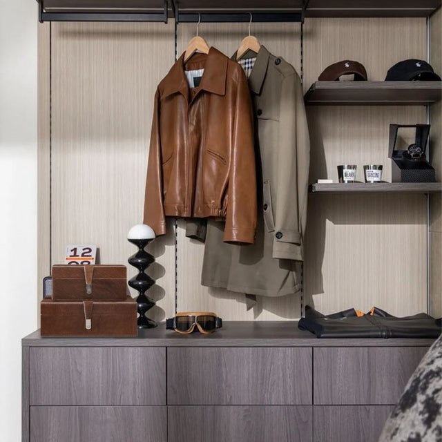 horsehair leather brown decorative storage box on the cabinet