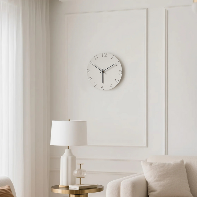 instagram style creative cement wall hanging clock in the living room