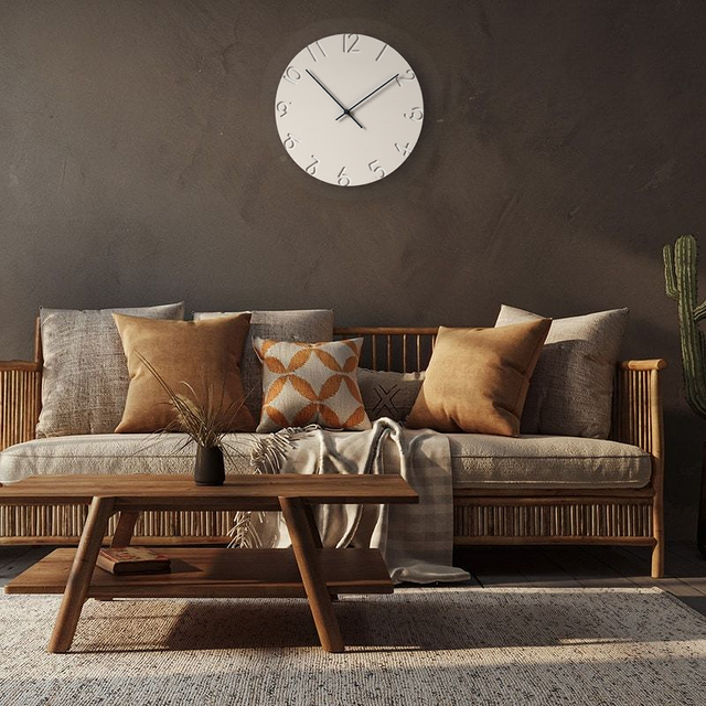 instagram style creative cement wall hanging clock in the living room