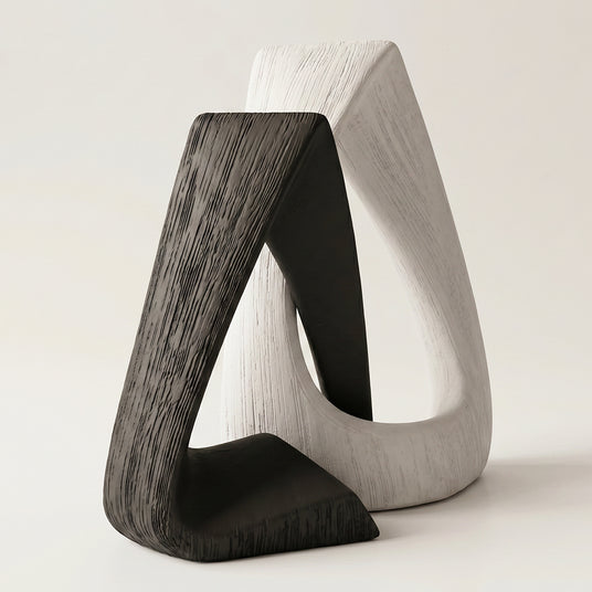 intertwined black white resin sculpture