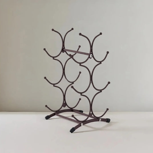 iron bronze irregular wine rack for six bottles