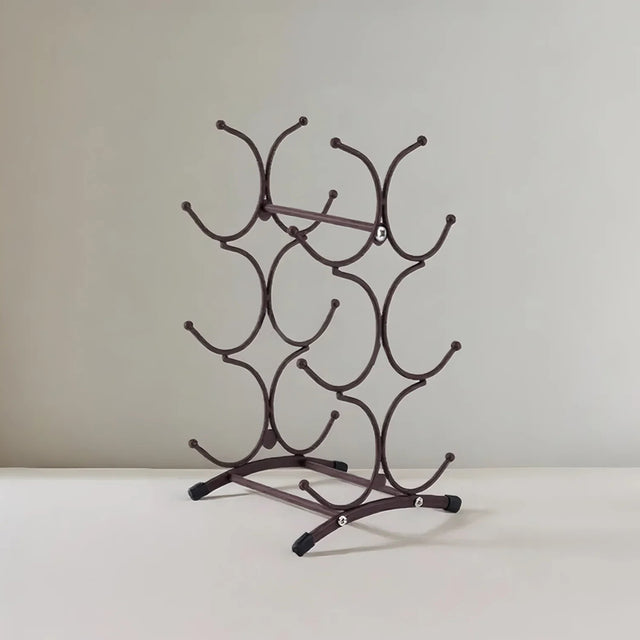 iron bronze irregular wine rack for six bottles