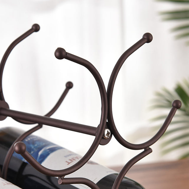 iron bronze irregular wine rack for six bottles details