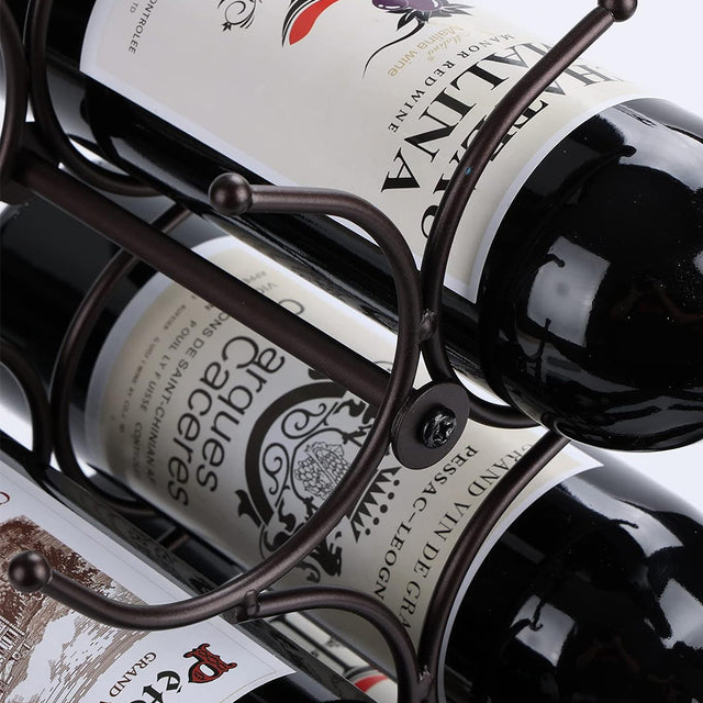 iron bronze irregular wine rack for six bottles details