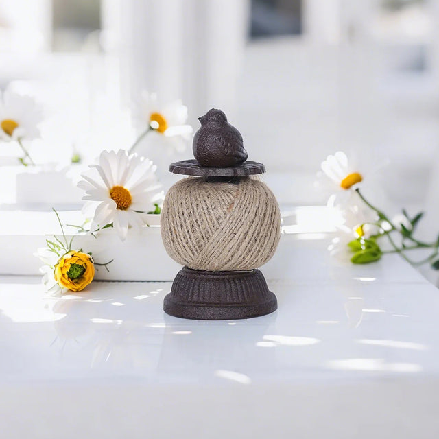 iron chubby bird thread spool table ornament