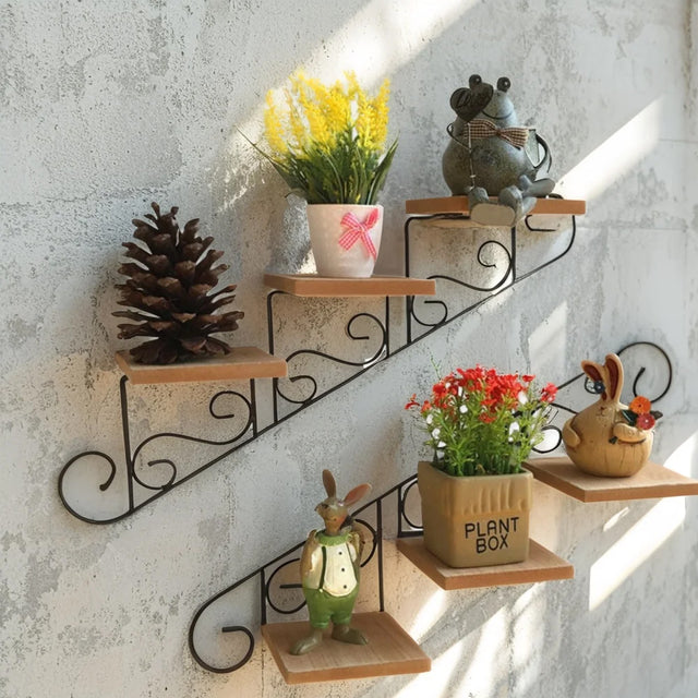 iron plant holder wall mounted shelf