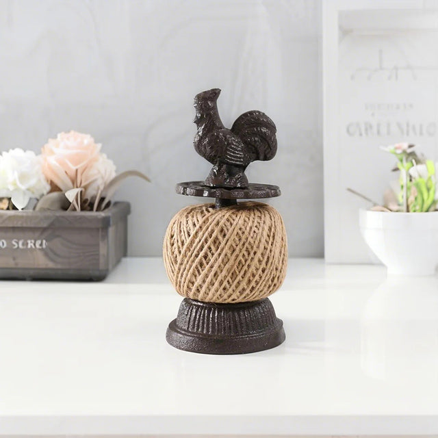 iron rooster thread spool table ornament