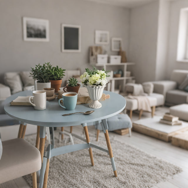 iron vase filled with flowers on the coffee table