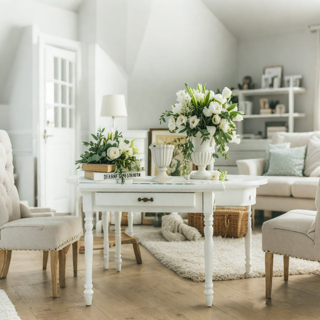 iron vase filled with flowers on the table 2