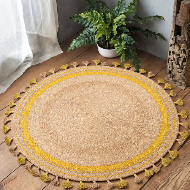 jute area rug on the floor