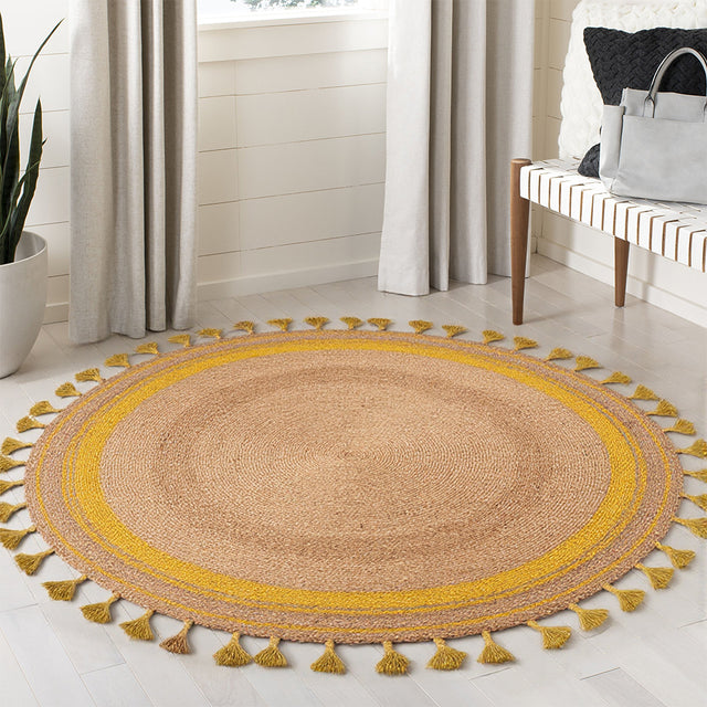 jute area rug on the floor