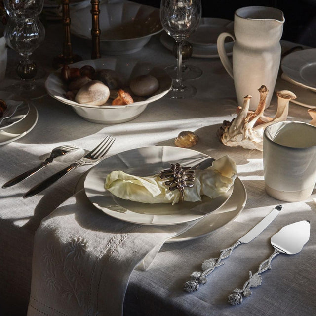 knife and cake server on the dining table