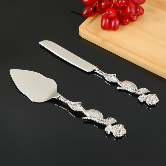 knife and cake server on the table