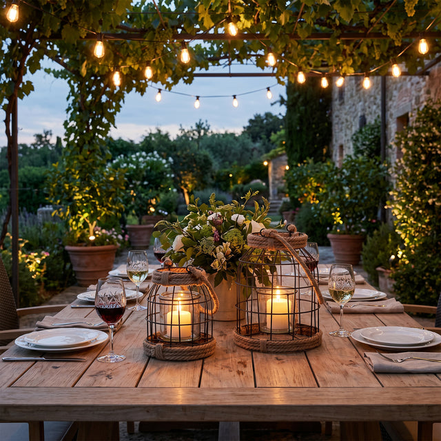 lantern outdoor table scene