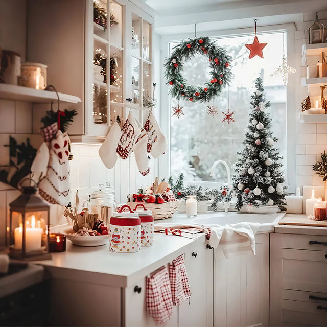 large airtight christmas cookie jars ceramic storage containers in kitchen