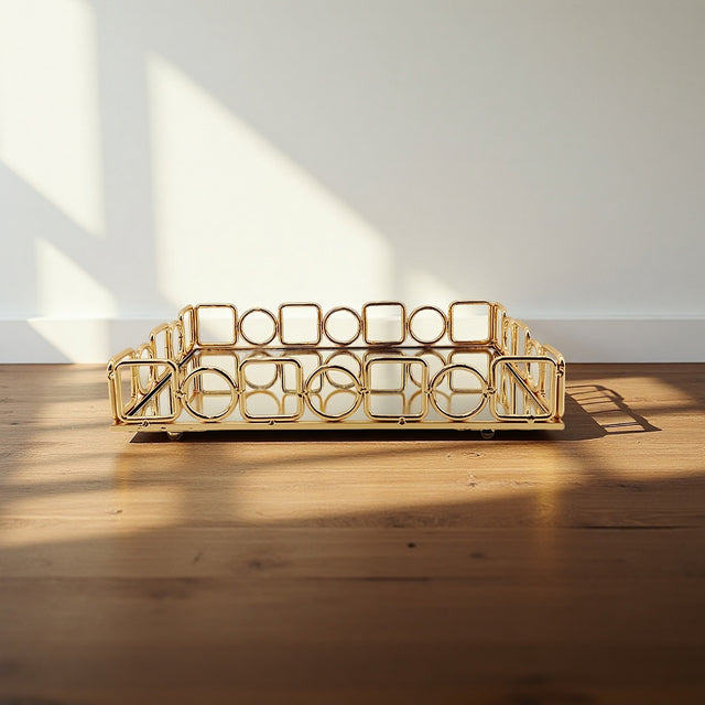 large gold metal decorative tray
